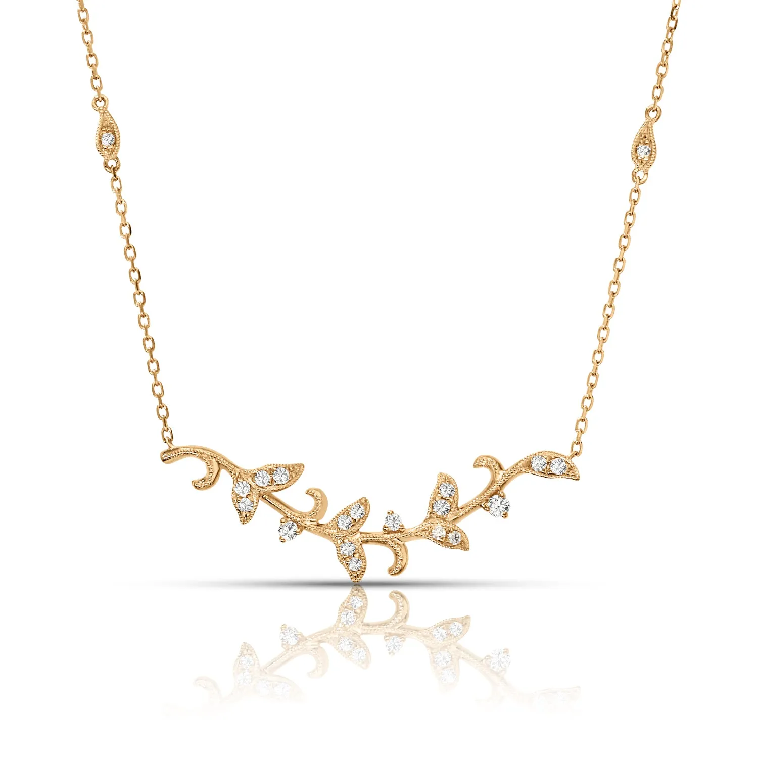 0.25 ctw Diamond Milgrain Leaf Necklace Pendant