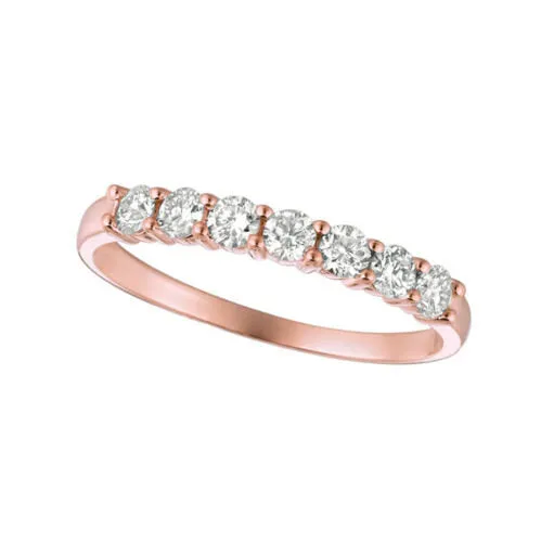 0.50 Carat 7 Stone Natural Diamond Ring G SI 14K Rose Gold