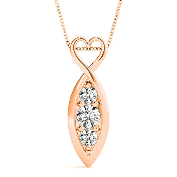 0.50 ctw Round Diamond Three Stone Necklace Pendant