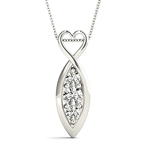 0.50 ctw Round Diamond Three Stone Necklace Pendant