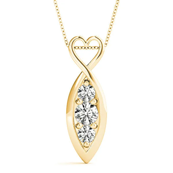 0.50 ctw Round Diamond Three Stone Necklace Pendant