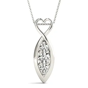 0.50 ctw Round Diamond Three Stone Necklace Pendant