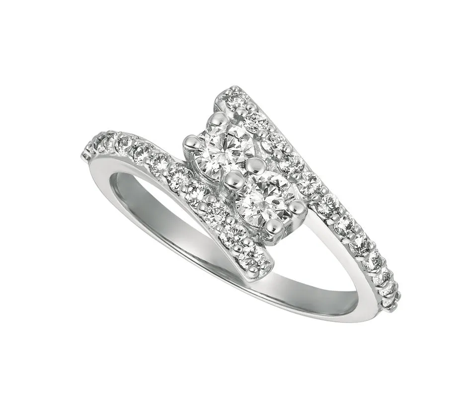 0.75 Carat Natural Diamond Ring G SI 14K White Gold