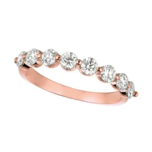 1.00 Carat Natural Diamond Ring G SI 14K Rose Gold 8 stones