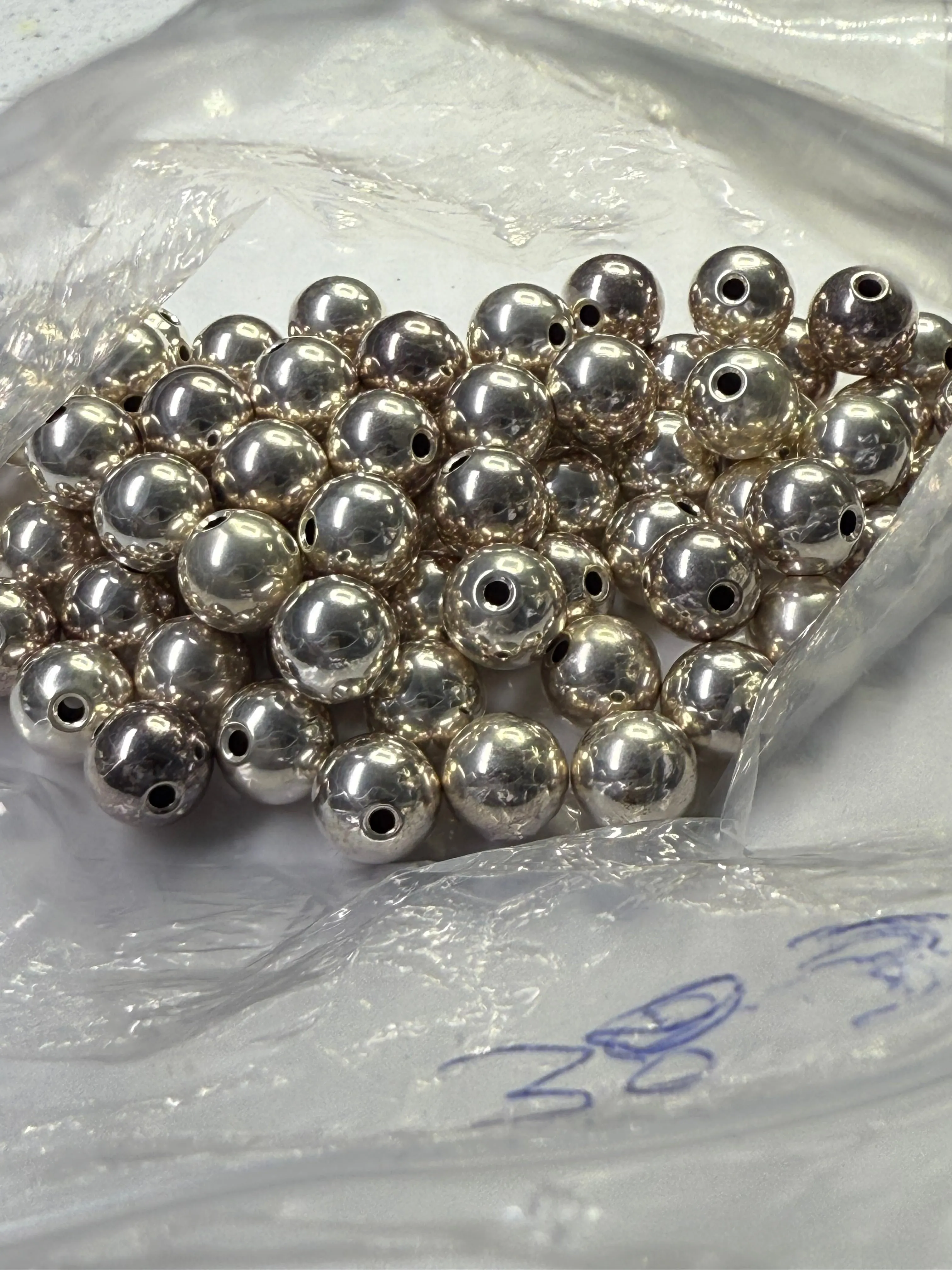 100 Solid 925 Sterling Silver Beads 10MM Round with 2MM Hole | 51.83 Grams | Jewelry Making Supplies Bulk Lot