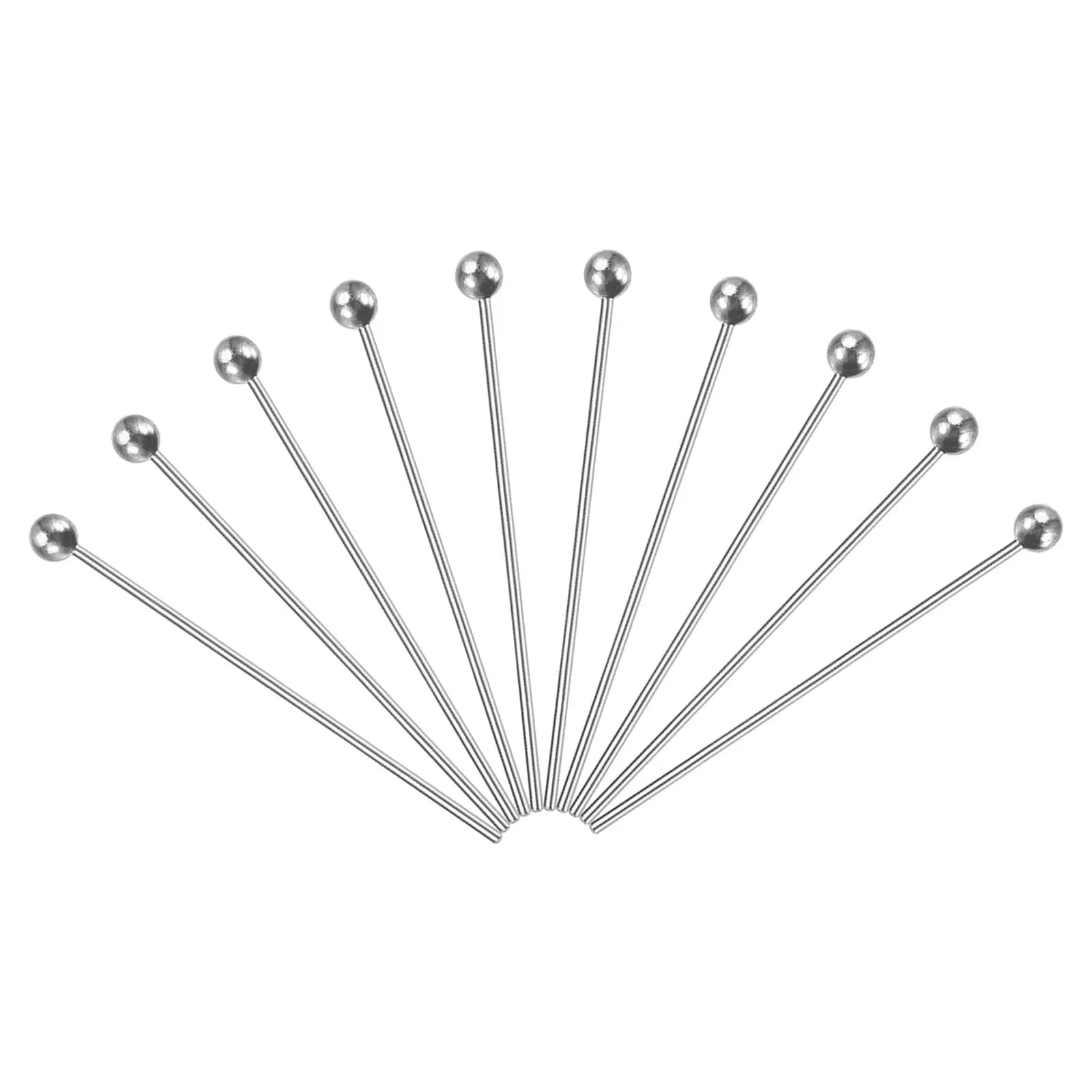 100Pcs Silver Plated Ball Head Pins 30mm Wire Head Pins Brass 20 Gauge