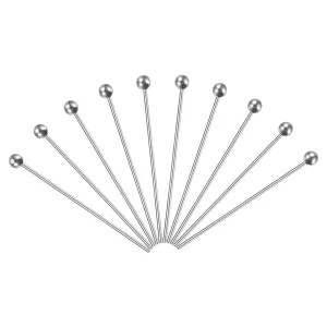 100Pcs Silver Plated Ball Head Pins 30mm Wire Head Pins Brass 20 Gauge