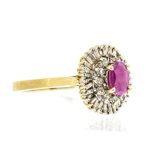 10K Gold Ladies 0.59 Ct Ruby with Diamond Accents Cocktail Ring