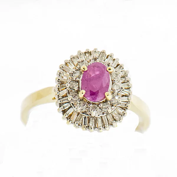 10K Gold Ladies 0.59 Ct Ruby with Diamond Accents Cocktail Ring