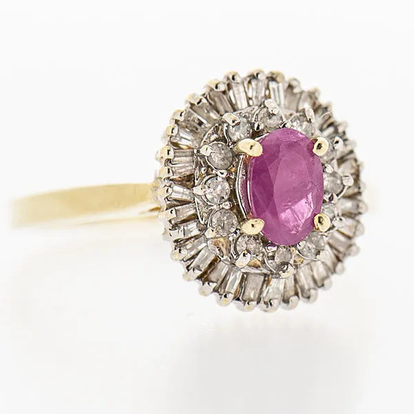 10K Gold Ladies 0.59 Ct Ruby with Diamond Accents Cocktail Ring