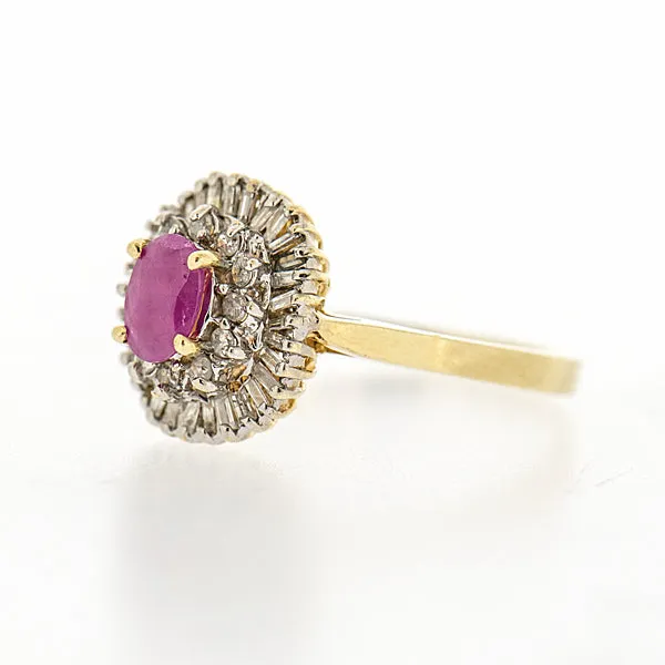 10K Gold Ladies 0.59 Ct Ruby with Diamond Accents Cocktail Ring