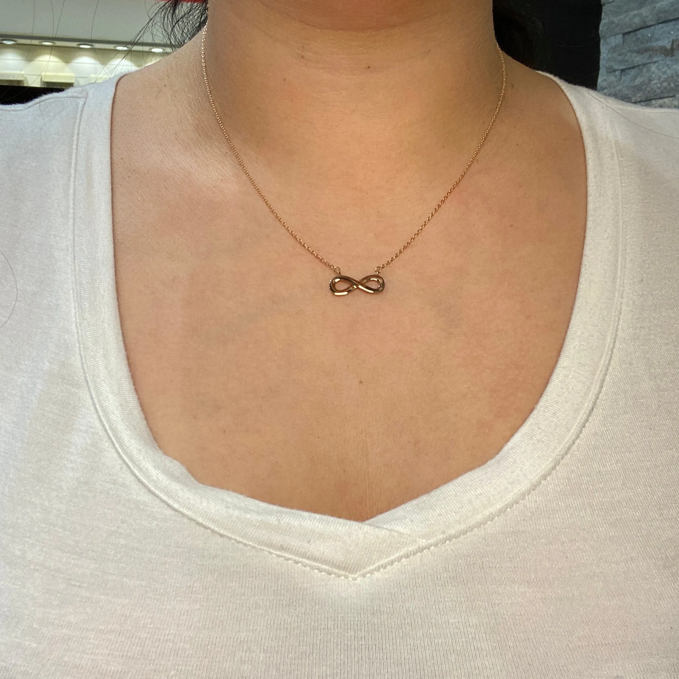 10K Sideway Infinity Rose Gold Necklace