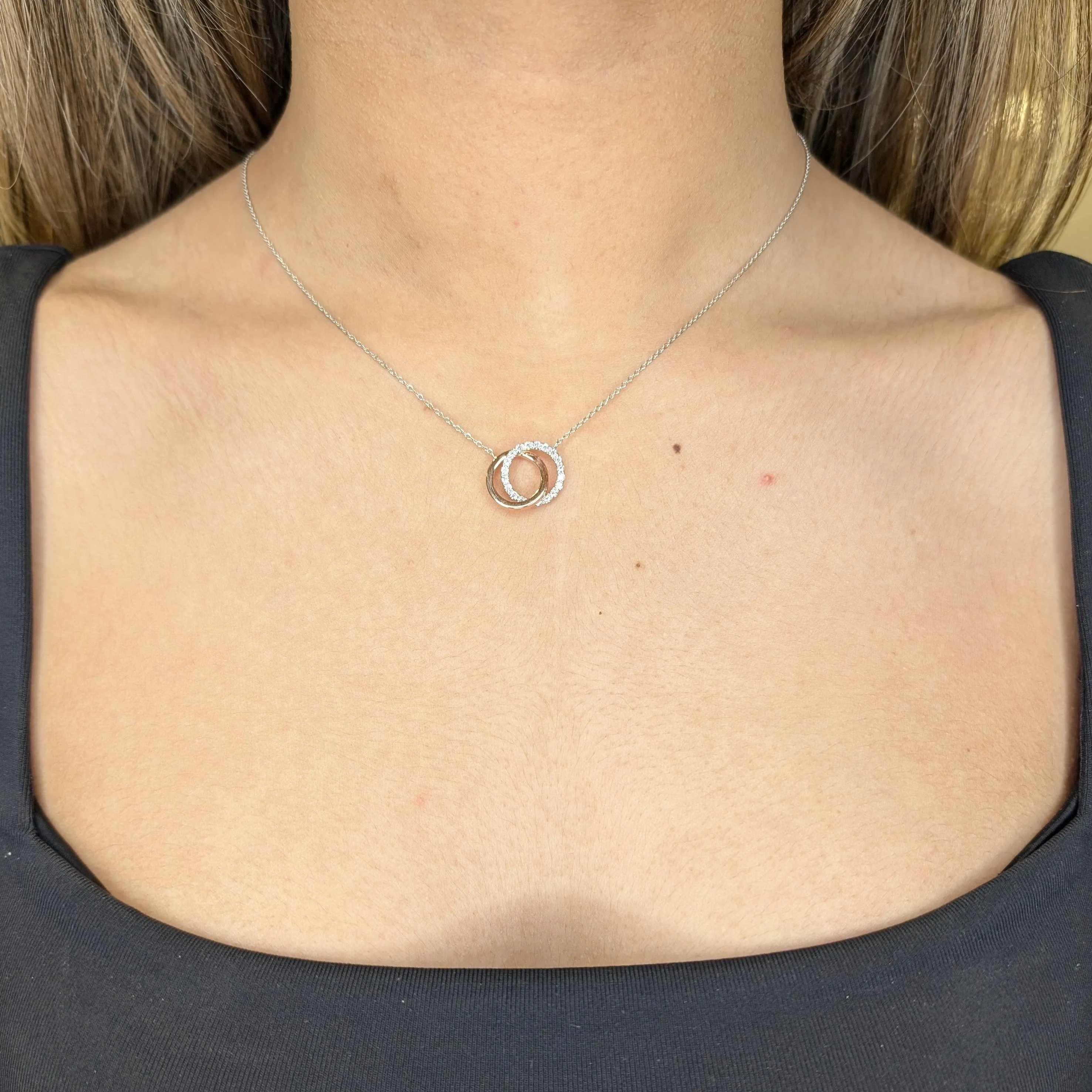 10K White and Rose Gold Soulmate Cubic Zirconia Necklace