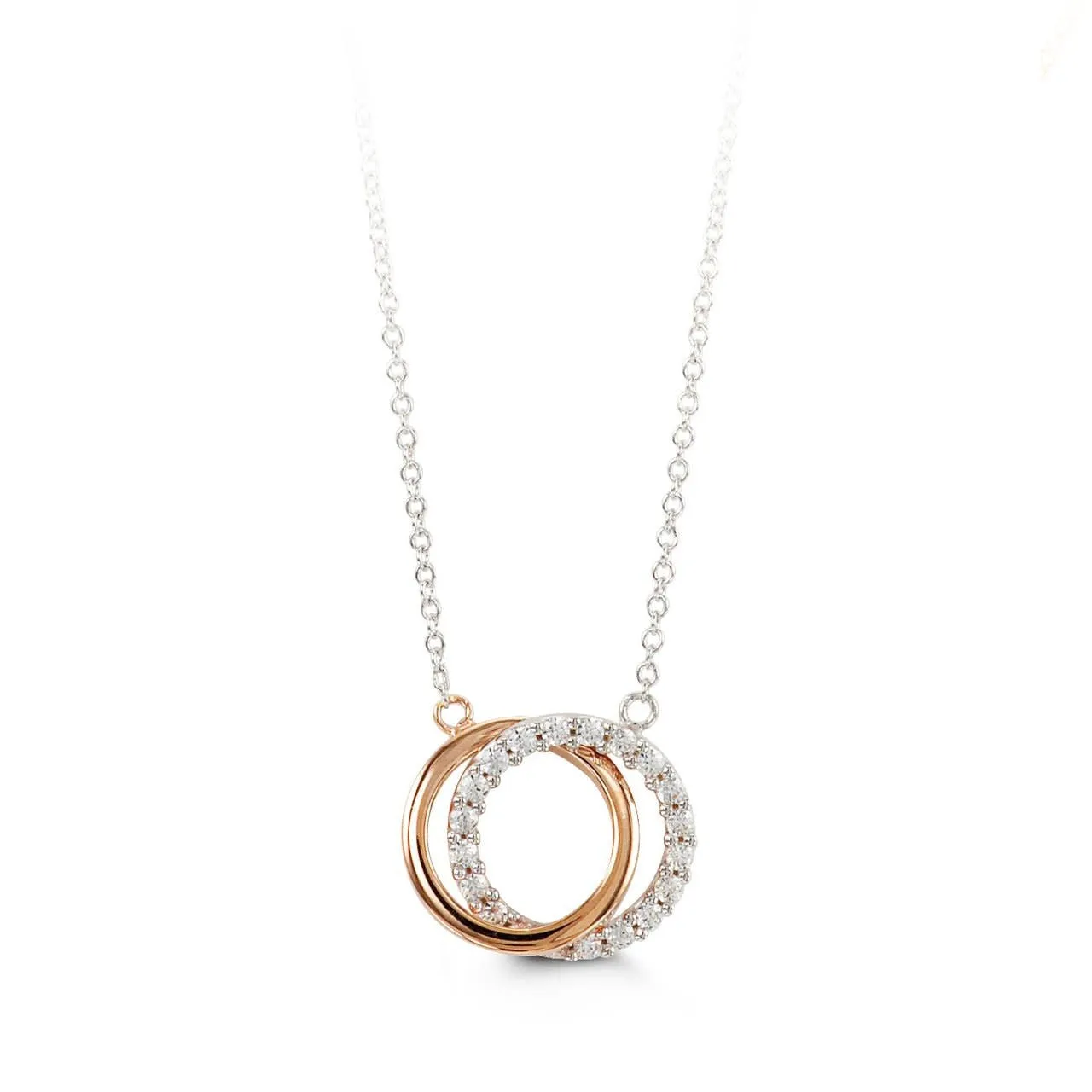 10K White and Rose Gold Soulmate Cubic Zirconia Necklace