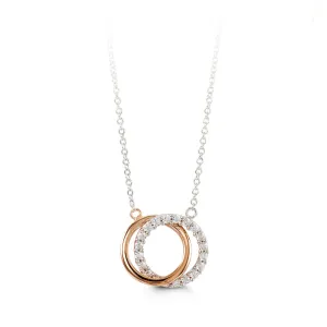 10K White and Rose Gold Soulmate Cubic Zirconia Necklace