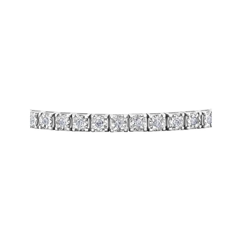 10K White or Yellow Gold (1.00ct) Illusion Set Diamond Tennis Bracelet White