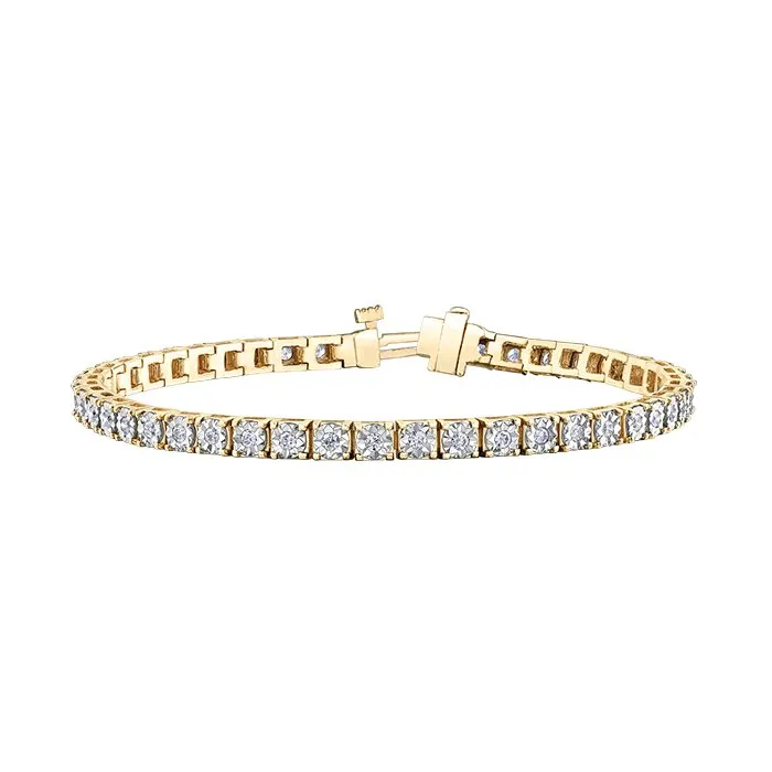 10K White or Yellow Gold (1.00ct) Illusion Set Diamond Tennis Bracelet White