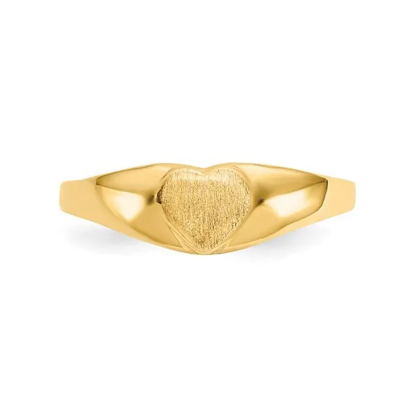 10K Yellow Gold Heart Children Signet Ring
