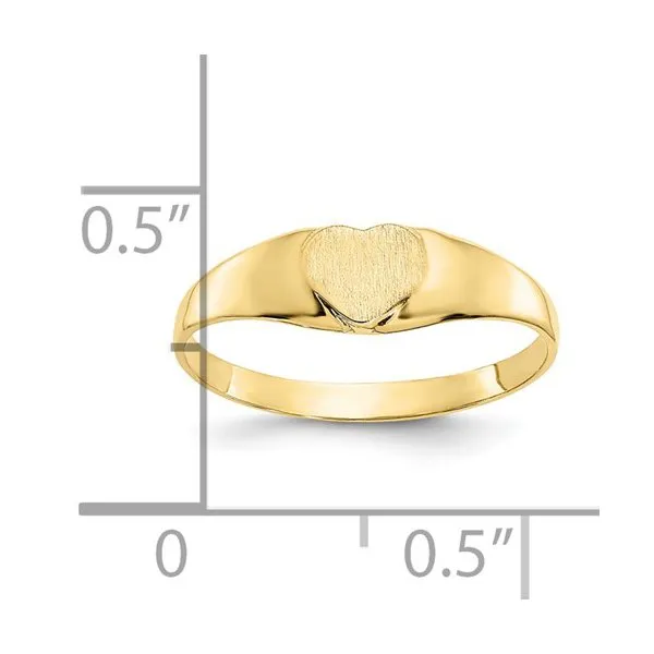 10K Yellow Gold Heart Children Signet Ring