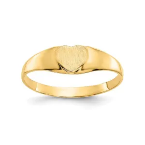 10K Yellow Gold Heart Children Signet Ring