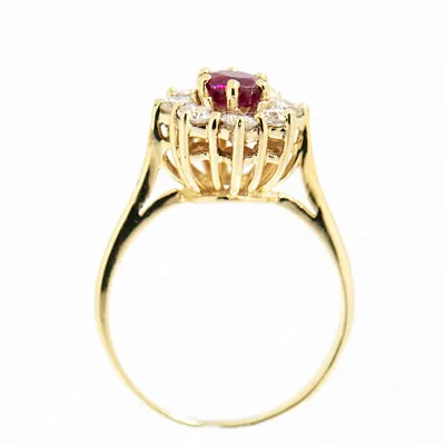 10K Yellow Gold with 0.68ct Ruby and Diamond Ladies Cocktail Ring.