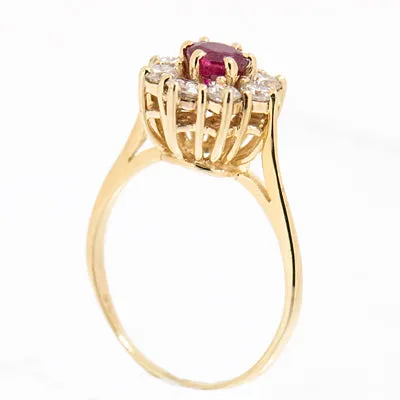 10K Yellow Gold with 0.68ct Ruby and Diamond Ladies Cocktail Ring.