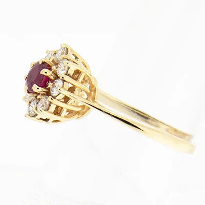 10K Yellow Gold with 0.68ct Ruby and Diamond Ladies Cocktail Ring.