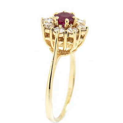 10K Yellow Gold with 0.68ct Ruby and Diamond Ladies Cocktail Ring.