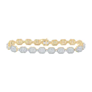 10kt Yellow Gold Mens Baguette Diamond 8.5-inch Link Bracelet 4-1/2 Cttw
