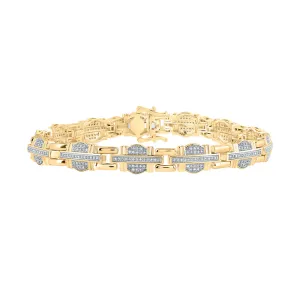 10kt Yellow Gold Mens Round Diamond Link Bracelet 1 Cttw