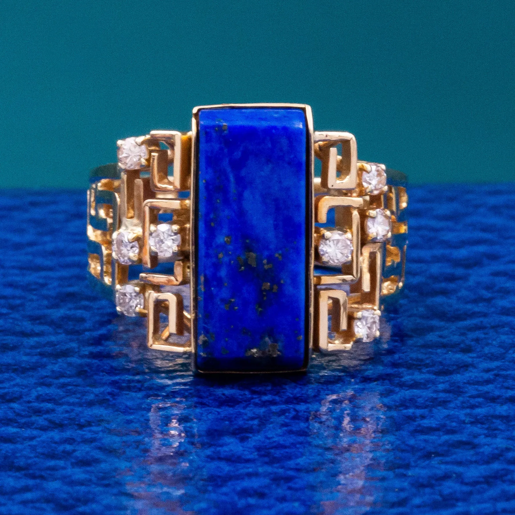 14 Karat Lapis Lazuli & Diamond Ring