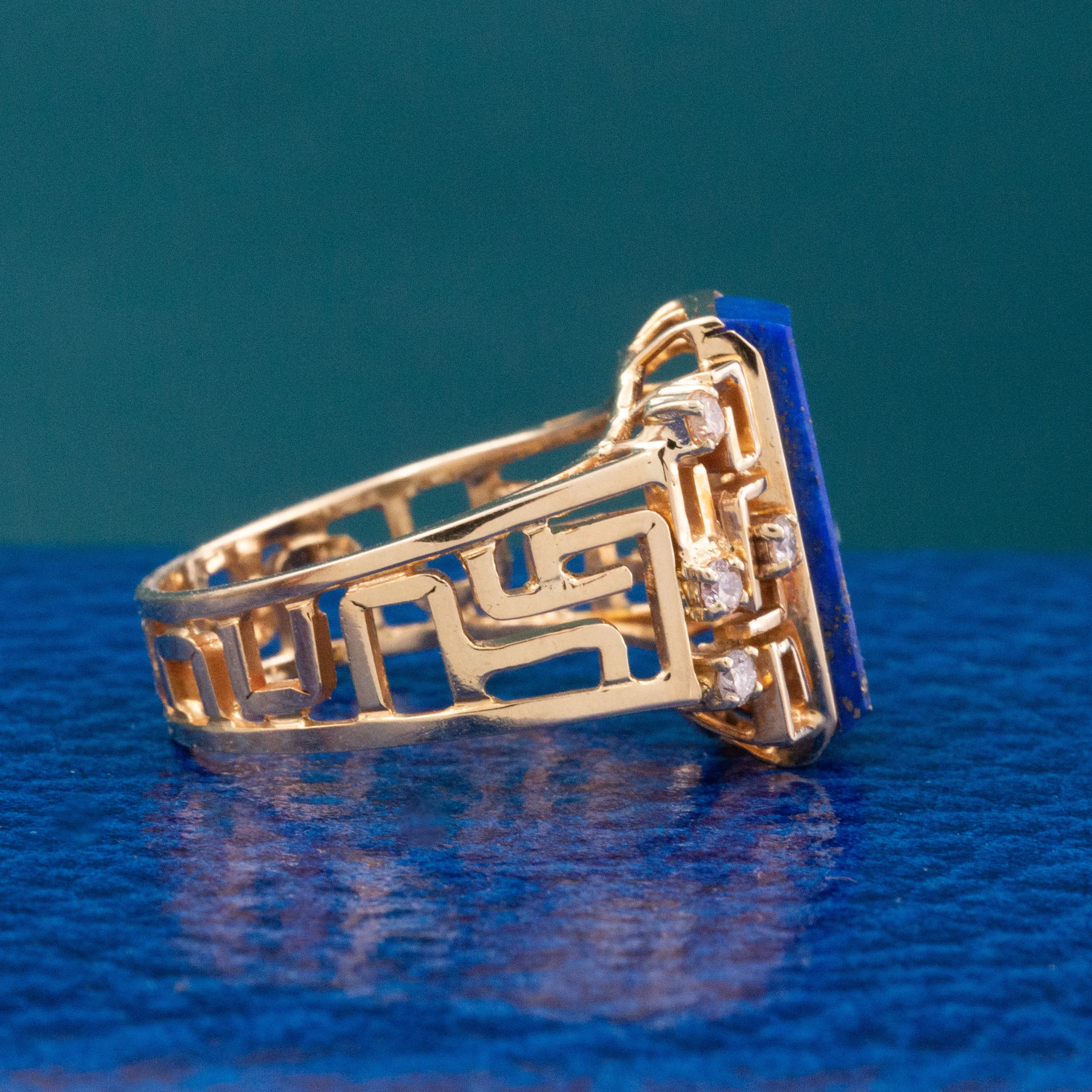 14 Karat Lapis Lazuli & Diamond Ring