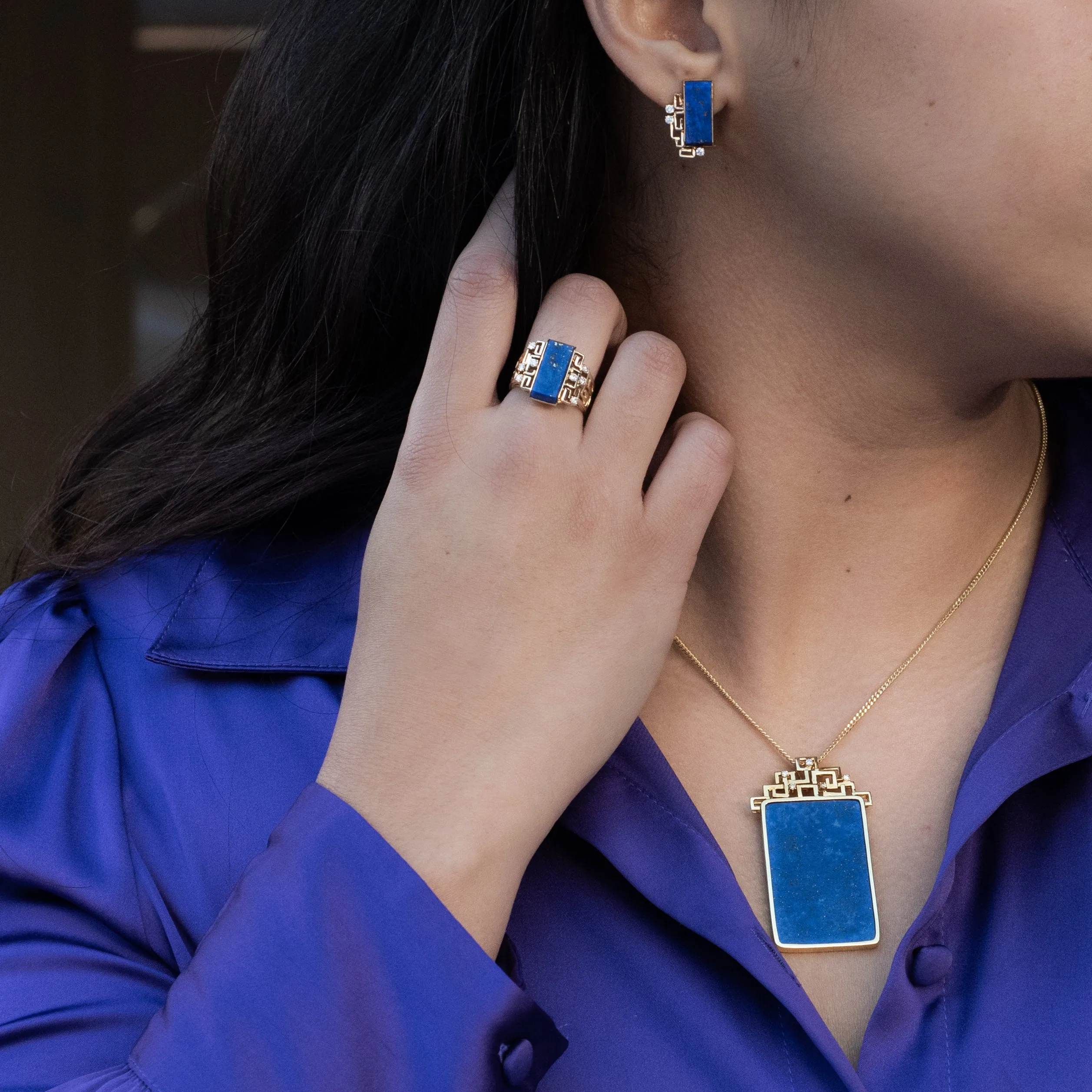 14 Karat Lapis Lazuli & Diamond Ring