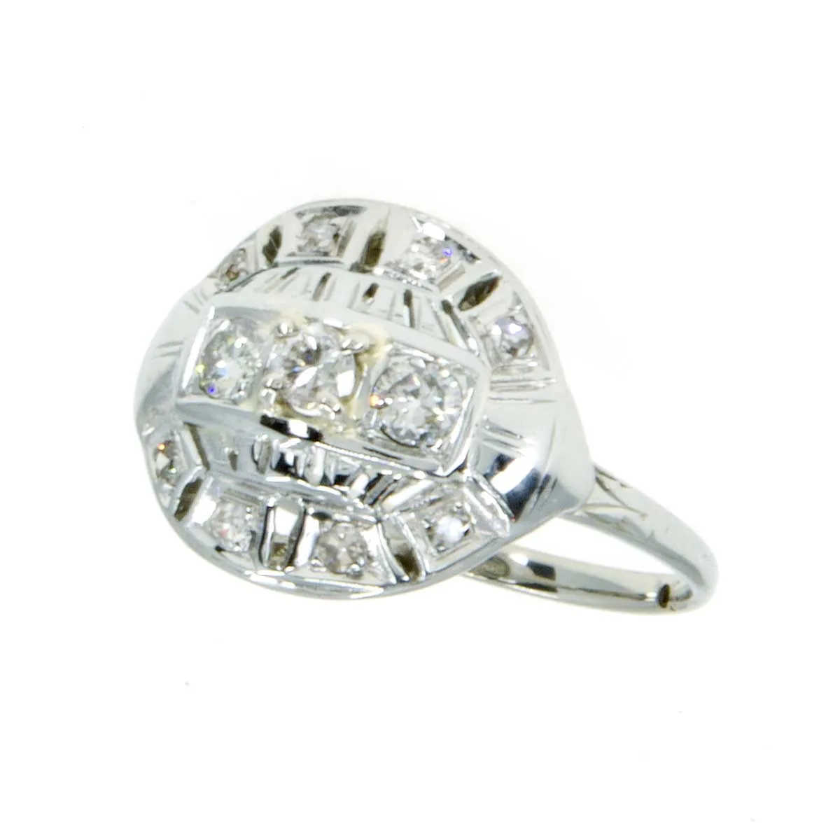 14K Art Deco Diamond Cocktail Ring