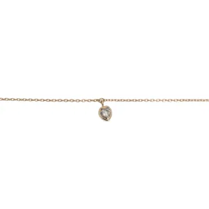 14K Bezel-Set Heart-Shaped Rosecut Grey Diamond Charm Bracelet