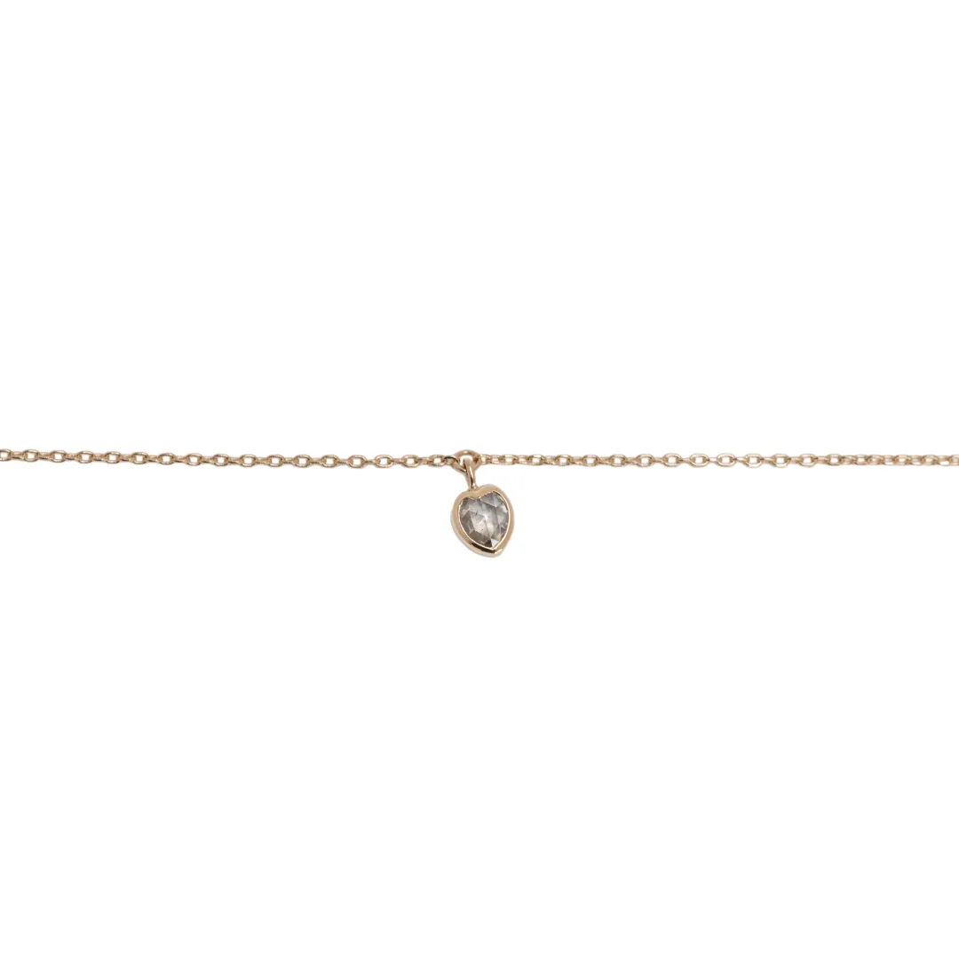 14K Bezel-Set Heart-Shaped Rosecut Grey Diamond Charm Bracelet