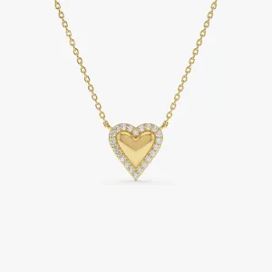 14K Diamond Puffed Heart Love Necklace