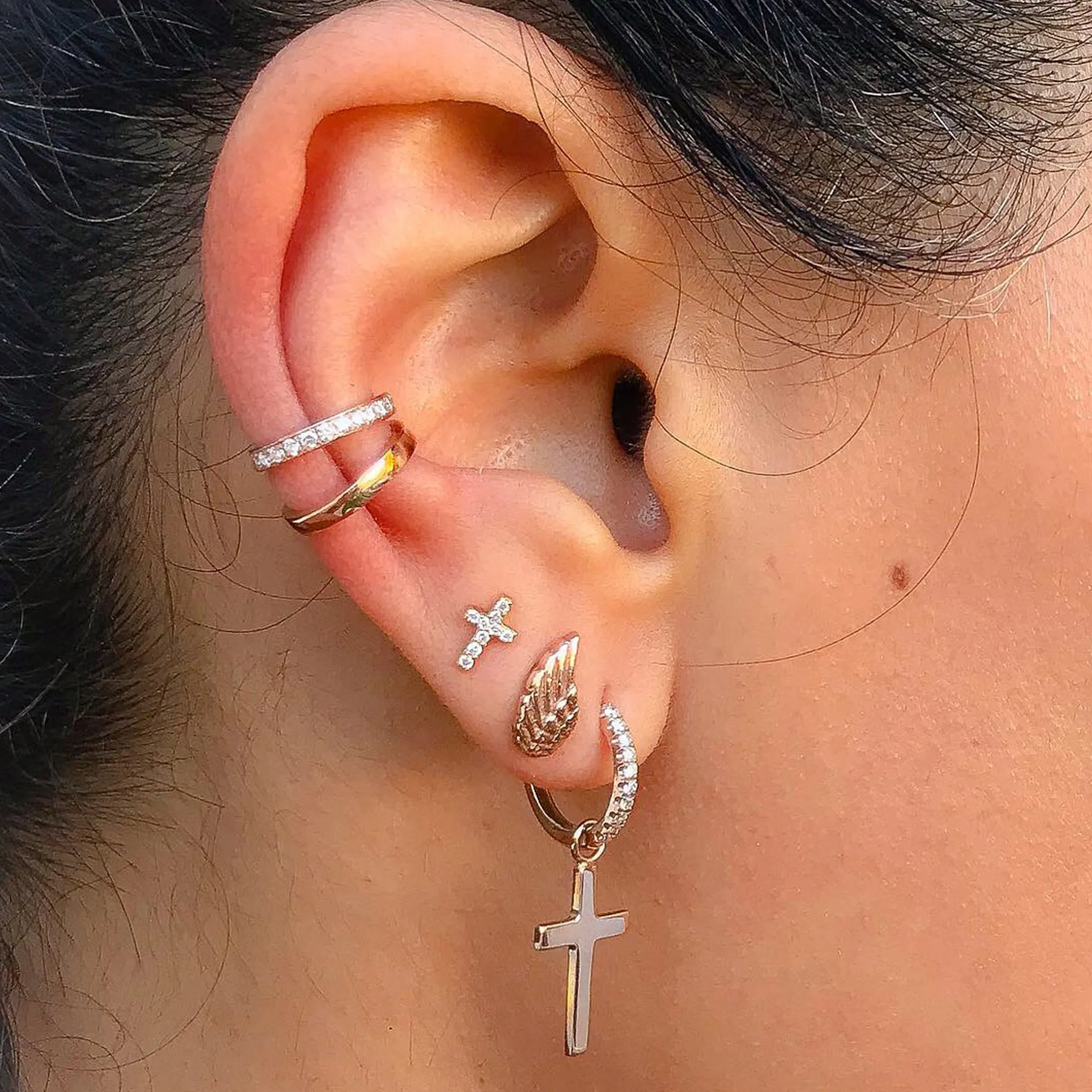 14K Gold Angel Wings Stud Earrings
