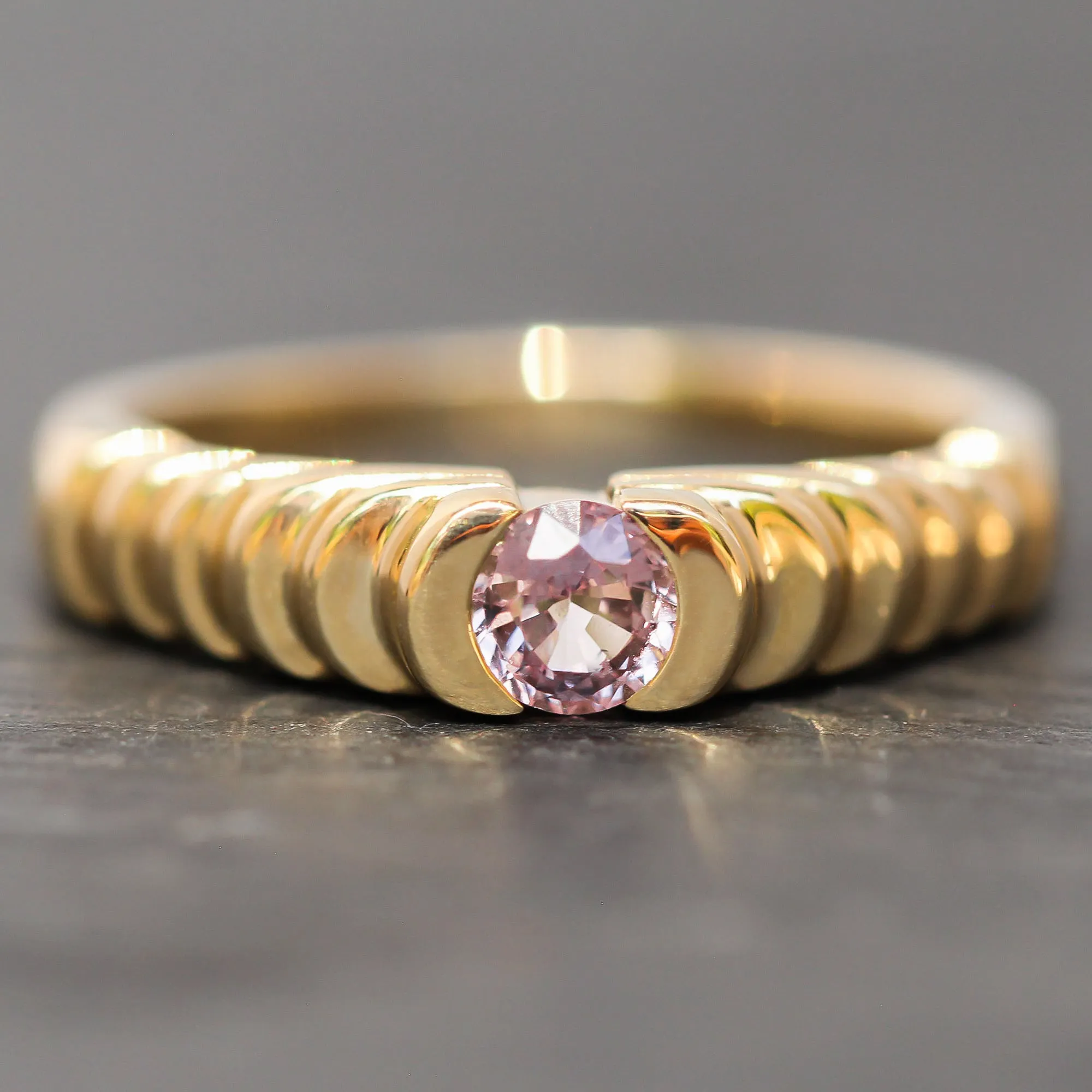 14k Gold   Baby Pink Sapphire Step Ring