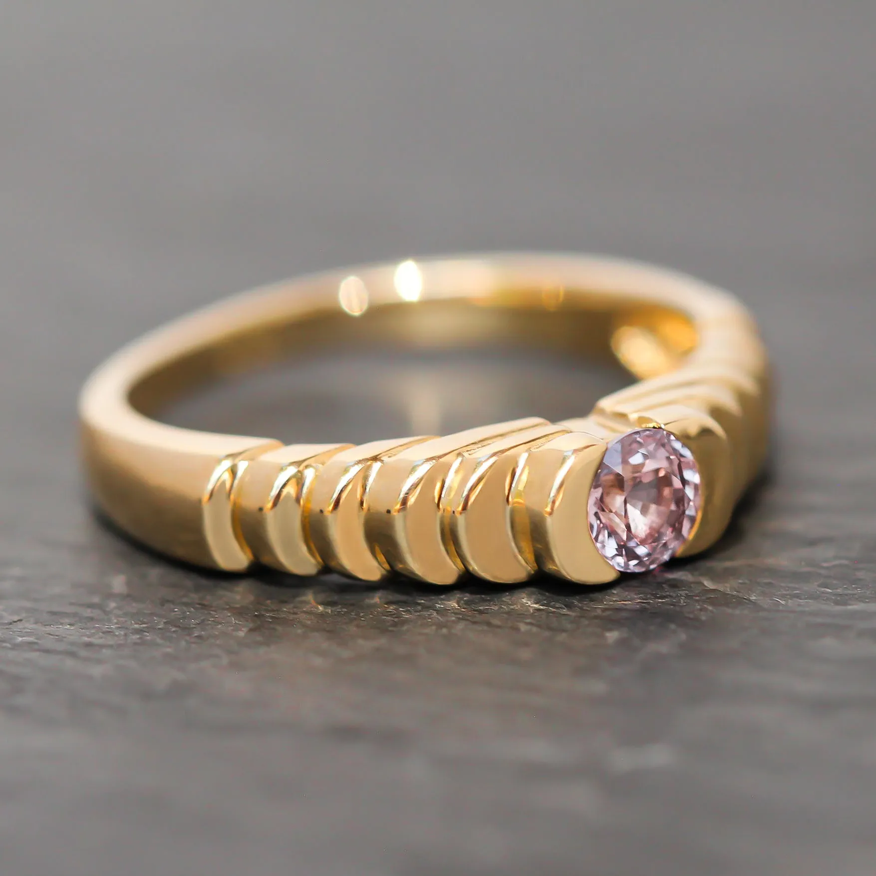 14k Gold   Baby Pink Sapphire Step Ring