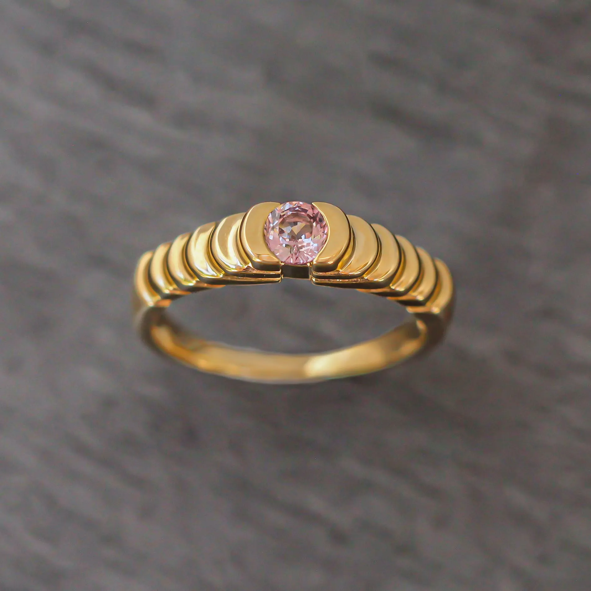 14k Gold   Baby Pink Sapphire Step Ring