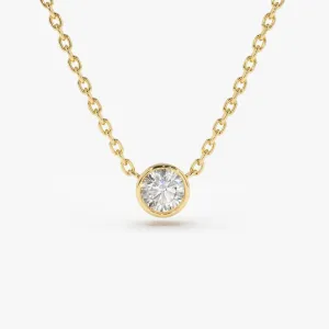 14K Gold Bezel Set Diamond Solitaire Necklace
