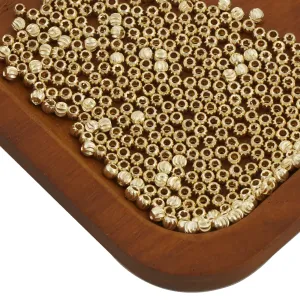 14K Gold Filled Brass Round Corrugated Beads Spacer Beads for Bracelet Necklace Jewelry Making Supply Wholesale 50pcs/bag
