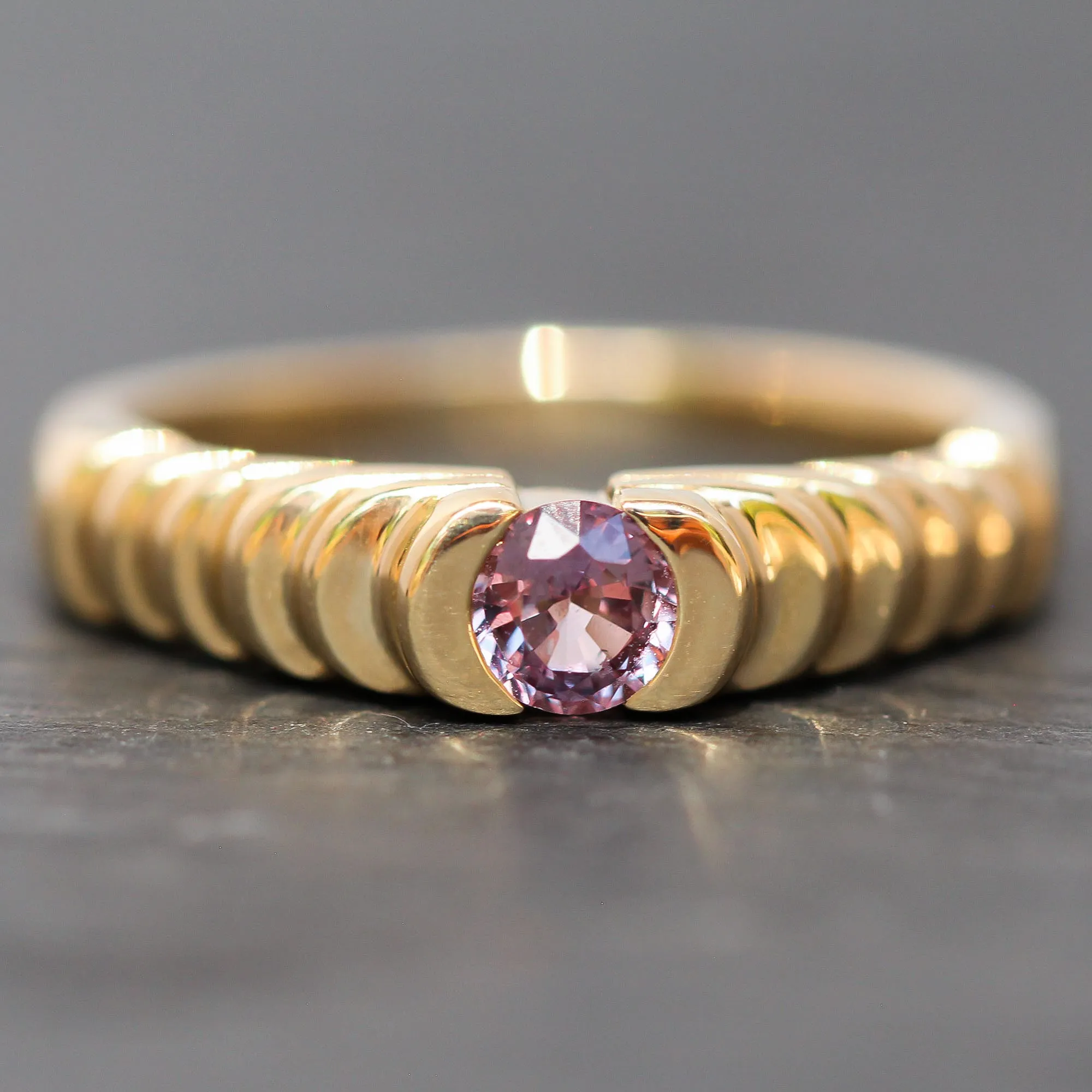 14k Gold   Mauve Sapphire Step Ring