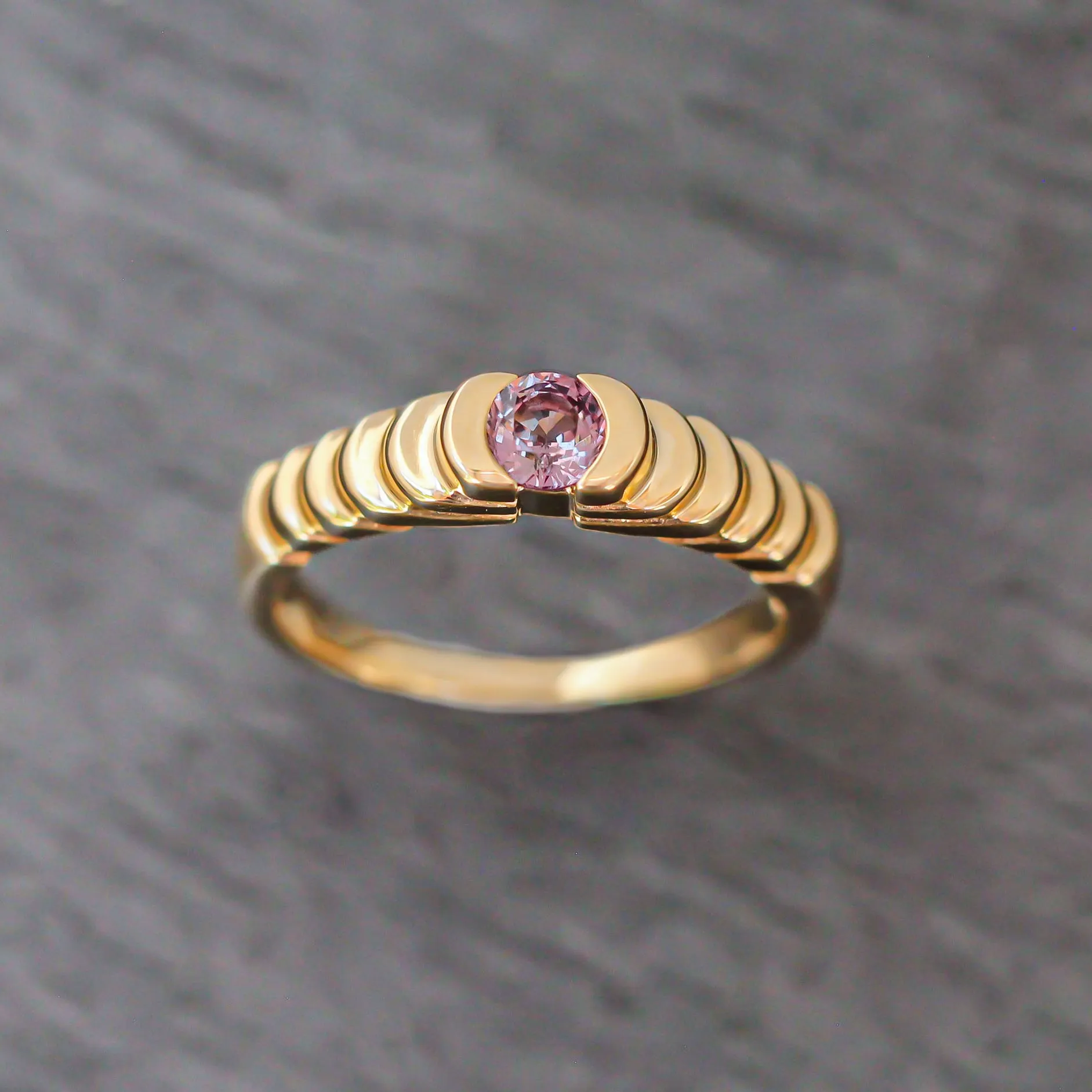 14k Gold   Mauve Sapphire Step Ring