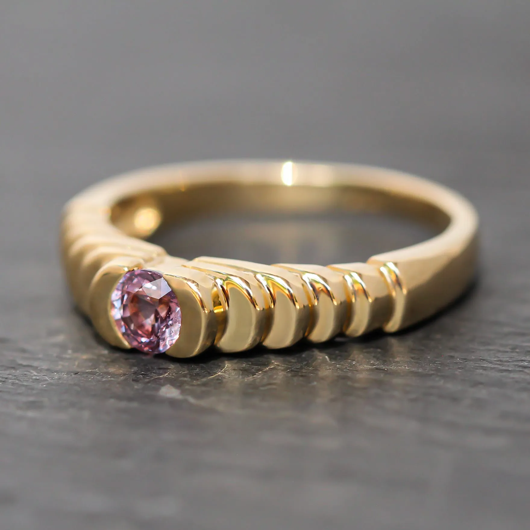 14k Gold   Mauve Sapphire Step Ring