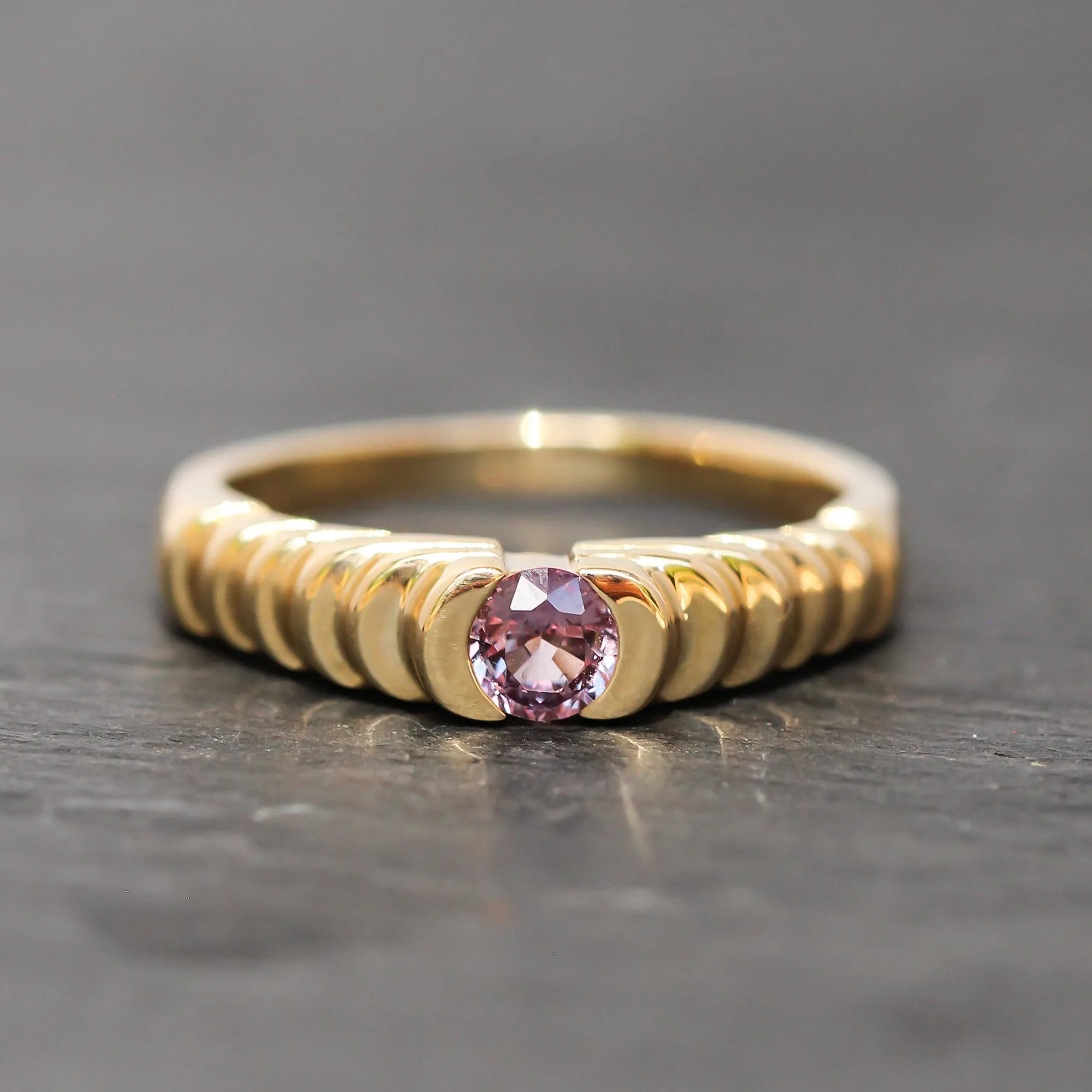 14k Gold   Mauve Sapphire Step Ring