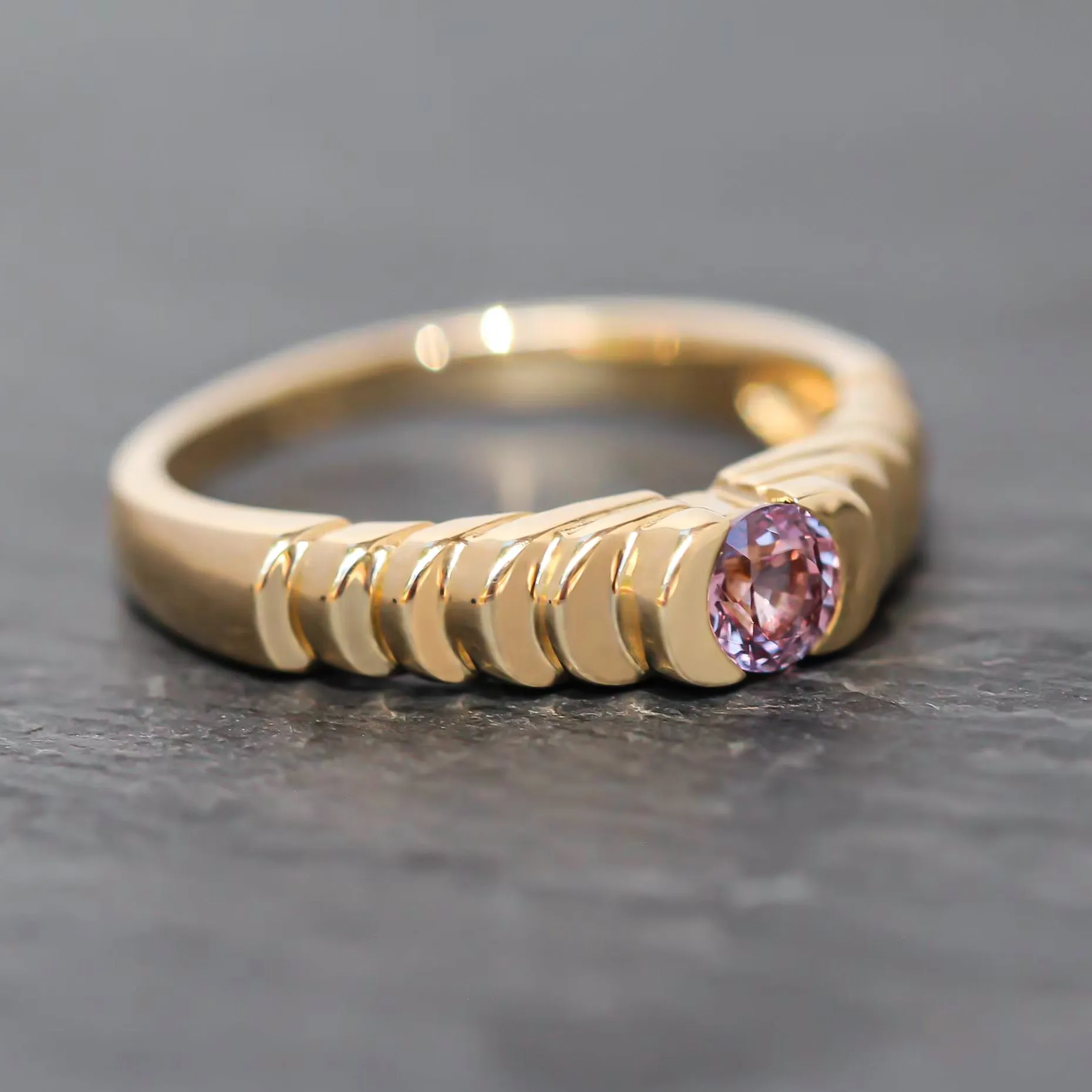 14k Gold   Mauve Sapphire Step Ring