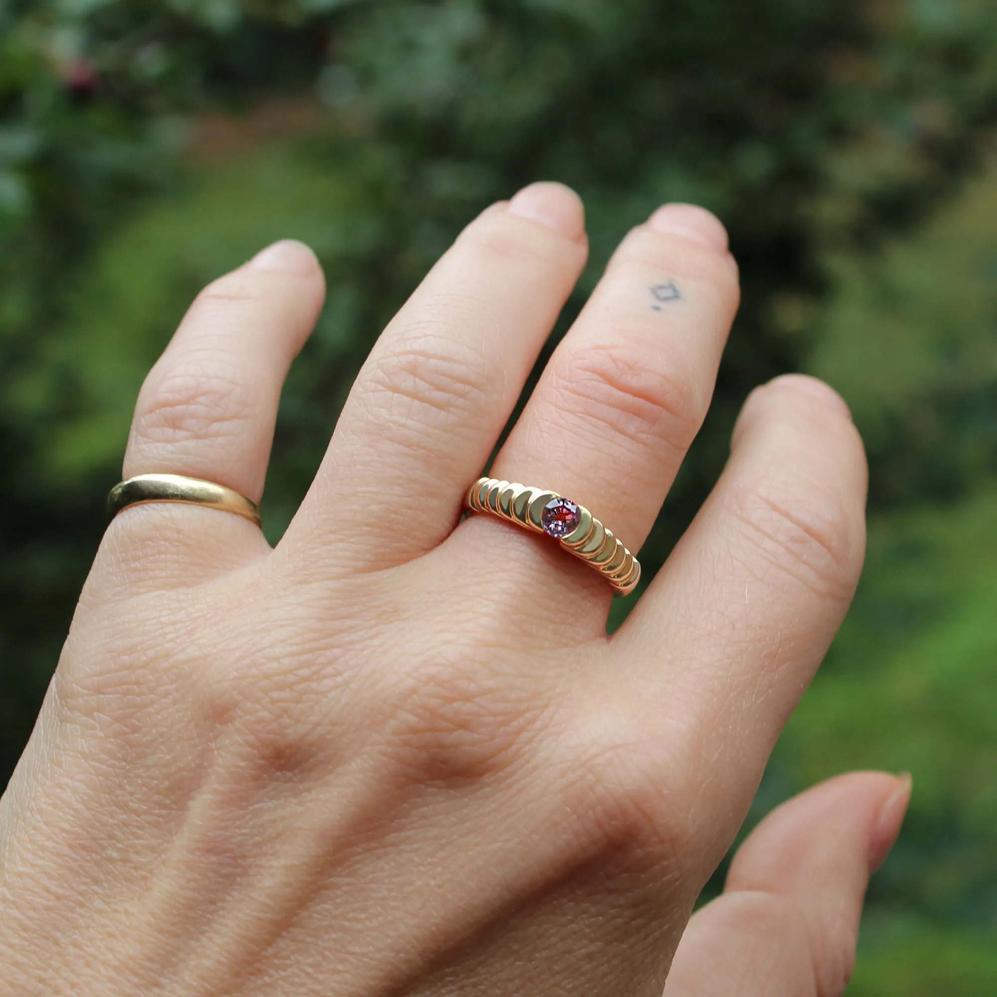 14k Gold   Mauve Sapphire Step Ring