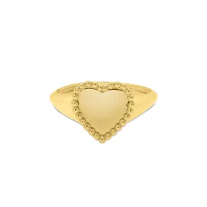 14K Gold Prosecco Heart Signet Ring